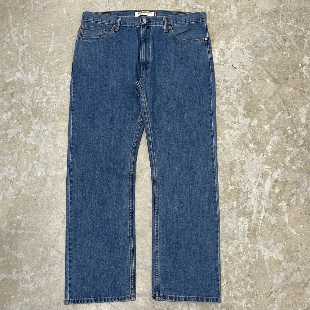Levis Jeans Mens 38x32 Blue Pants 505 Straight Mid Rise‎ Denim Cotton Workwear